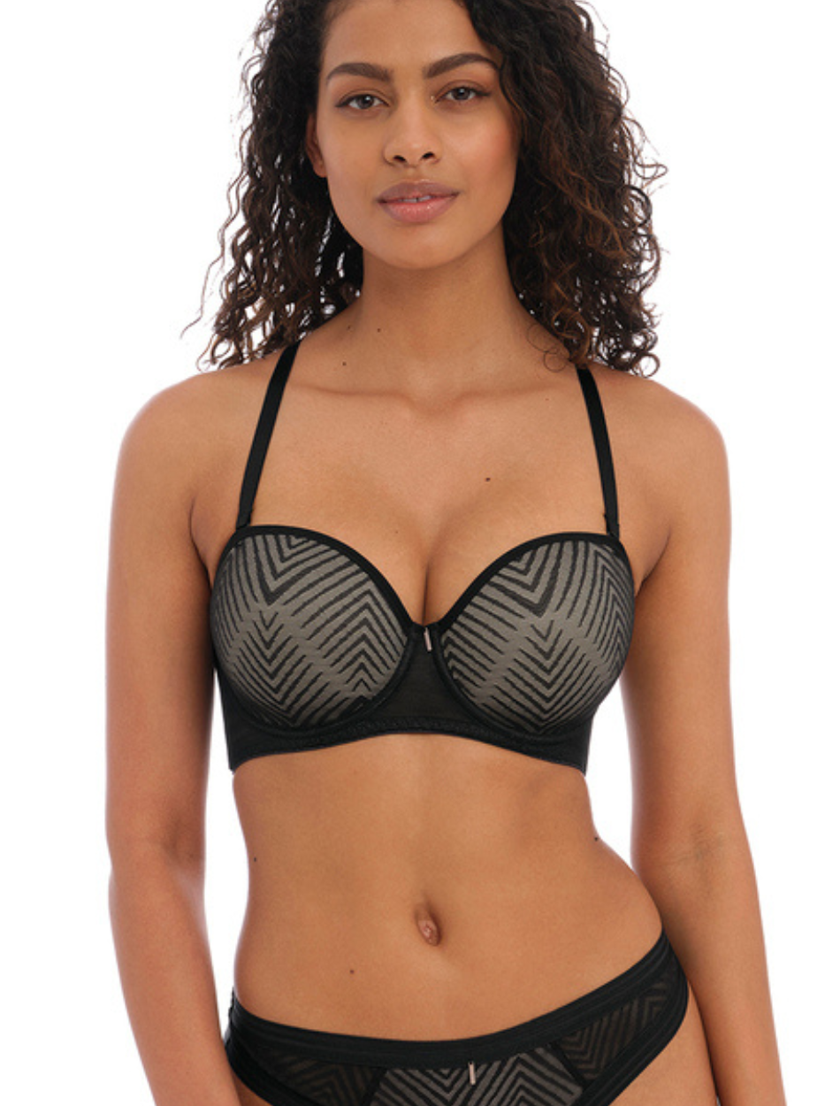 Freya Tailored Underwire Strapless Molded Bra, Black | Black Strapless Bra by Freya