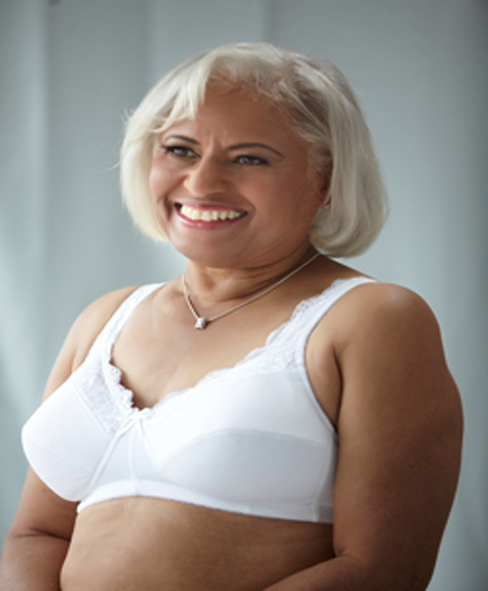 American Breast Care Lace Front Bra, White | ABC White Mastectomy bra