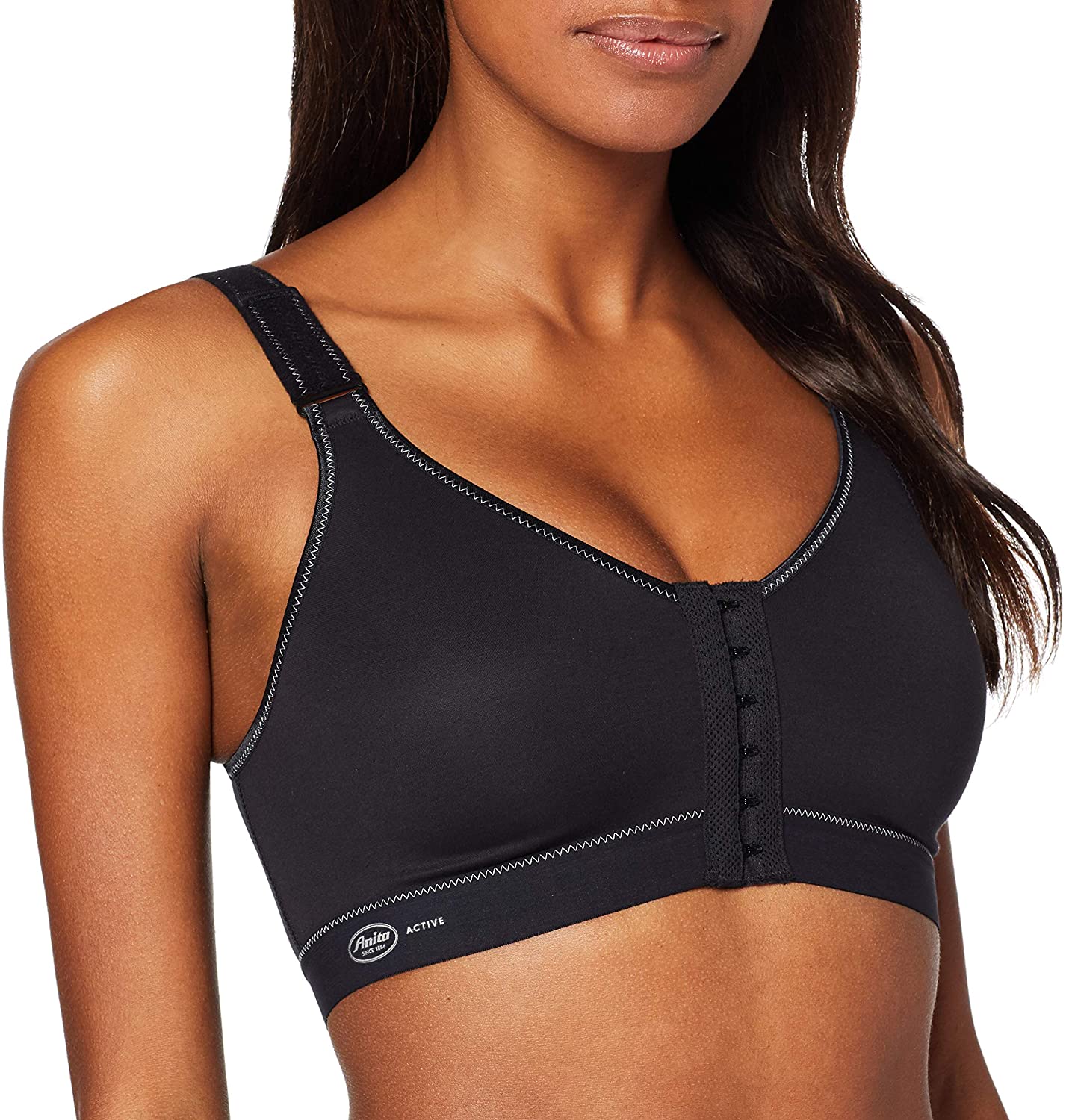 Anita Firm Support Front Closure Sports Bra, Black