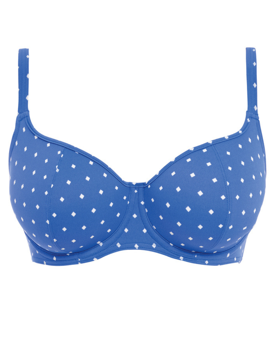 Freya Jewel Cove Underwire Sweetheart Padded Bikini Top, Azure | Azure Blue Freya Bikini Top