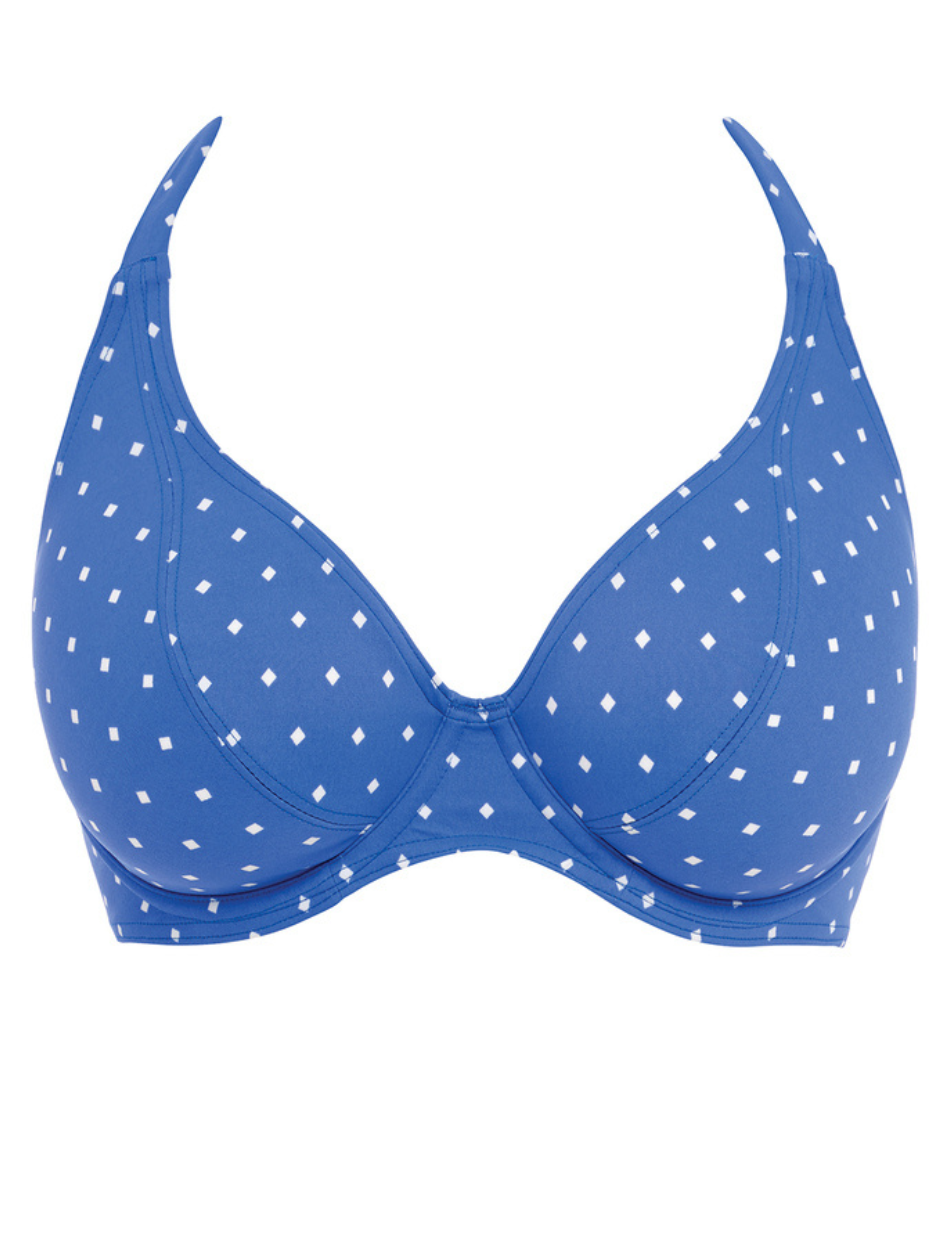 Freya Jewel Cove Underwire Banded Halter Bikini Top, Azure print | Blue Freya Plunge Bikini