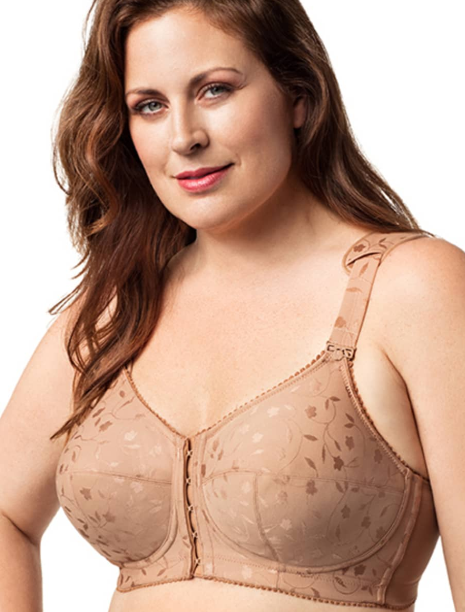 Elila Jacquard Front Close Soft Cup Bra, Mocha | Mocha Front Fastening Bras | Mocha Soft cups Bras