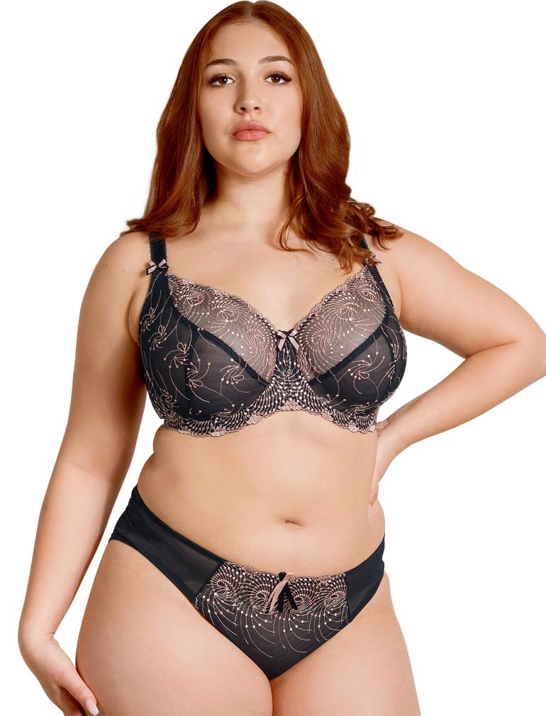 Fit Fully Yours Nicole See-Thru Underwire Lace Bra, Black Rose Gold