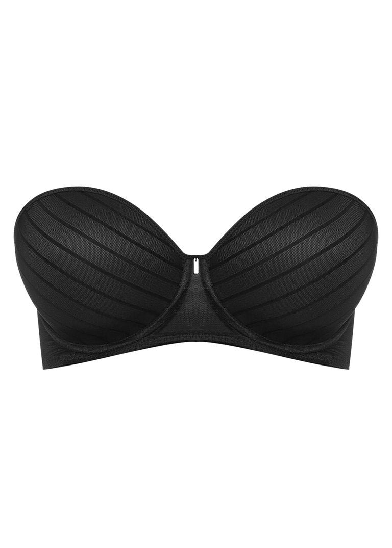 Freya Cameo Underwire Deco Strapless Molded Bra, Black