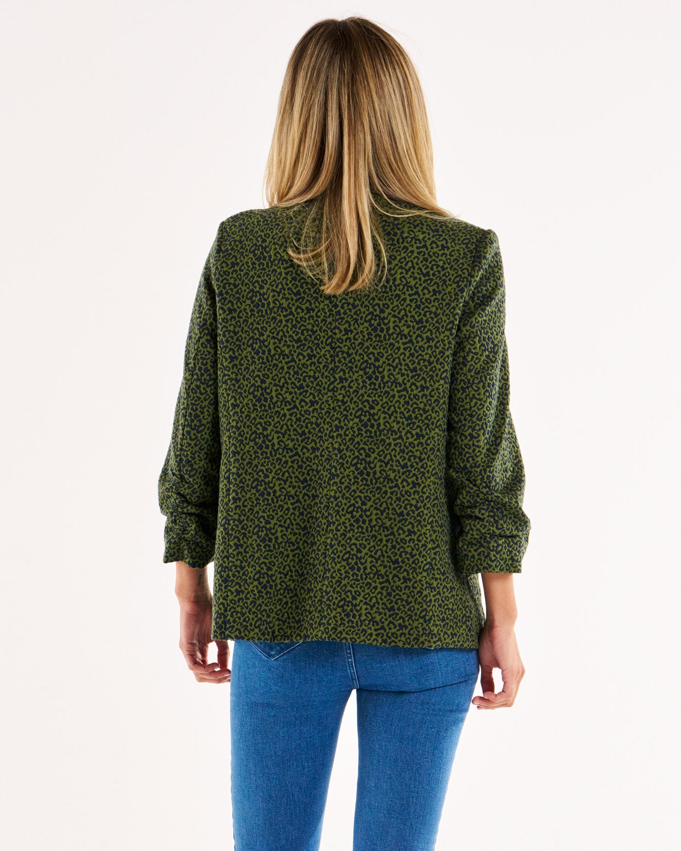 Leopard Jacquard Blazer - Green Leopard Jacquard