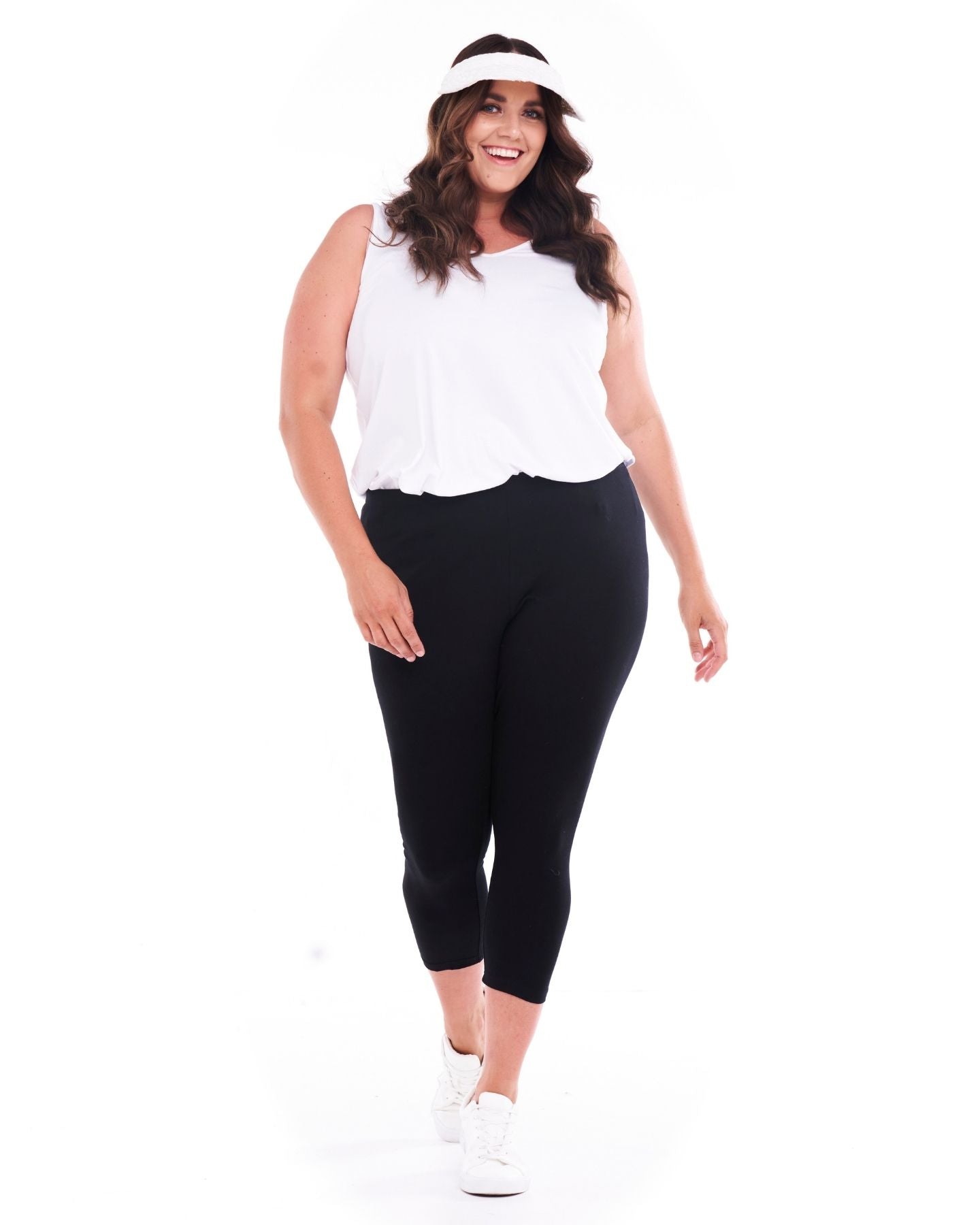 Leia Crop Stretchy Cotton Basic Legging - Black