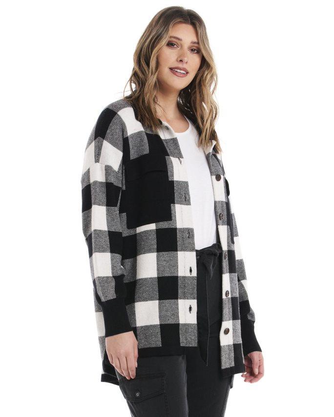 Kasey Knitted Shacket - Black Check