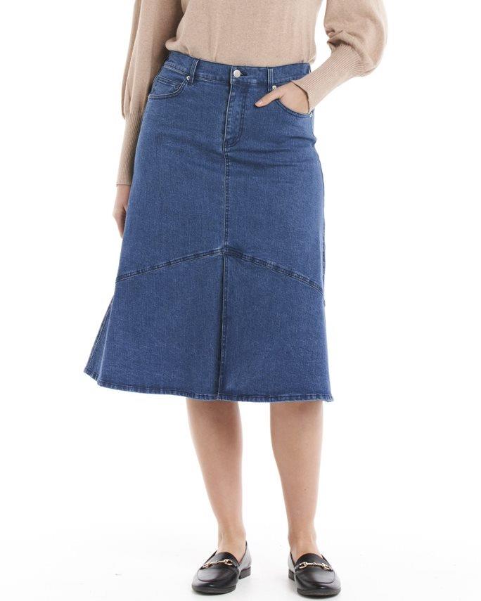 Everly Denim Skirt - Mid Denim Blue