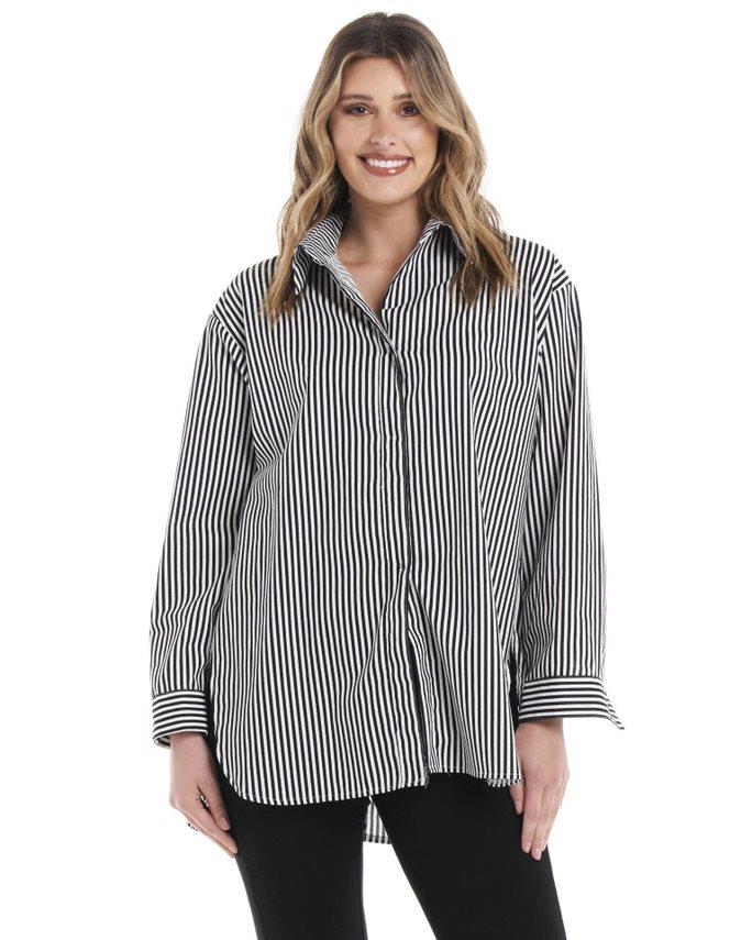 Cleo Shirt - Black Thick Stripe