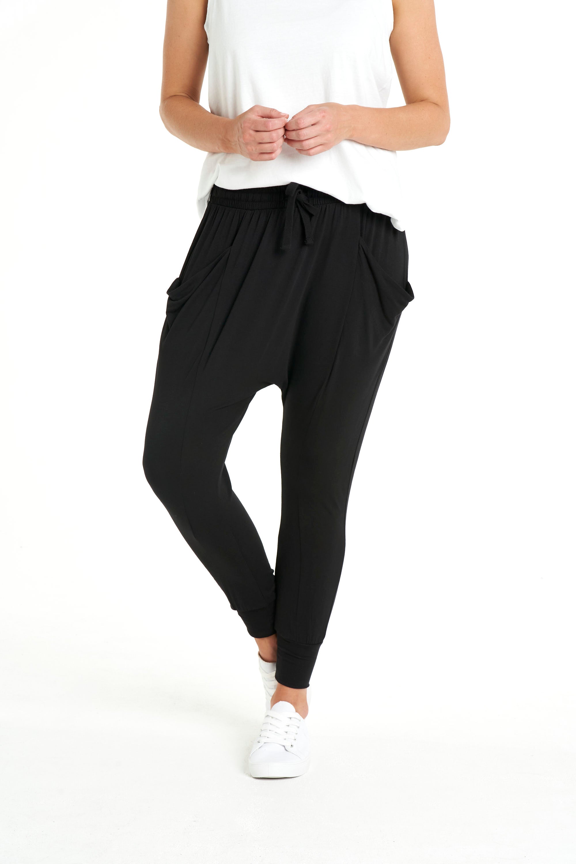 Leia Crop Stretchy Cotton Basic Legging - Black