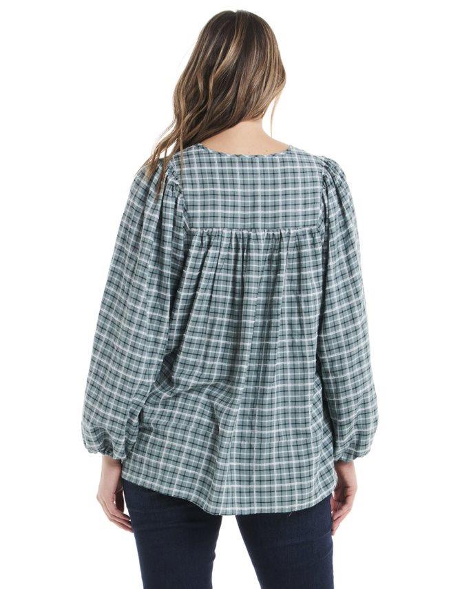 Cameron Blouse - Green Gingham