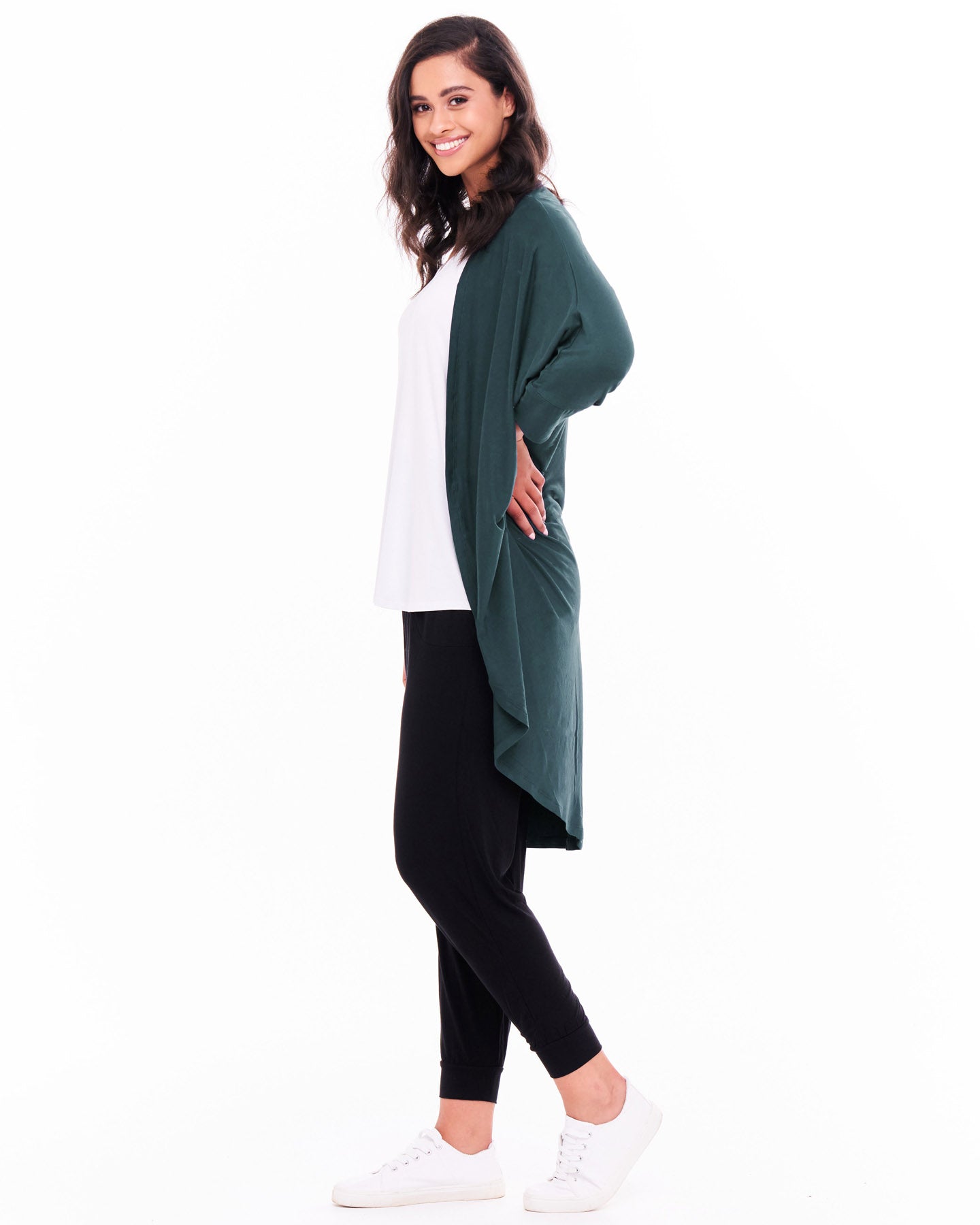 Santorini Draped Relaxed Basic Cardigan - Ivy