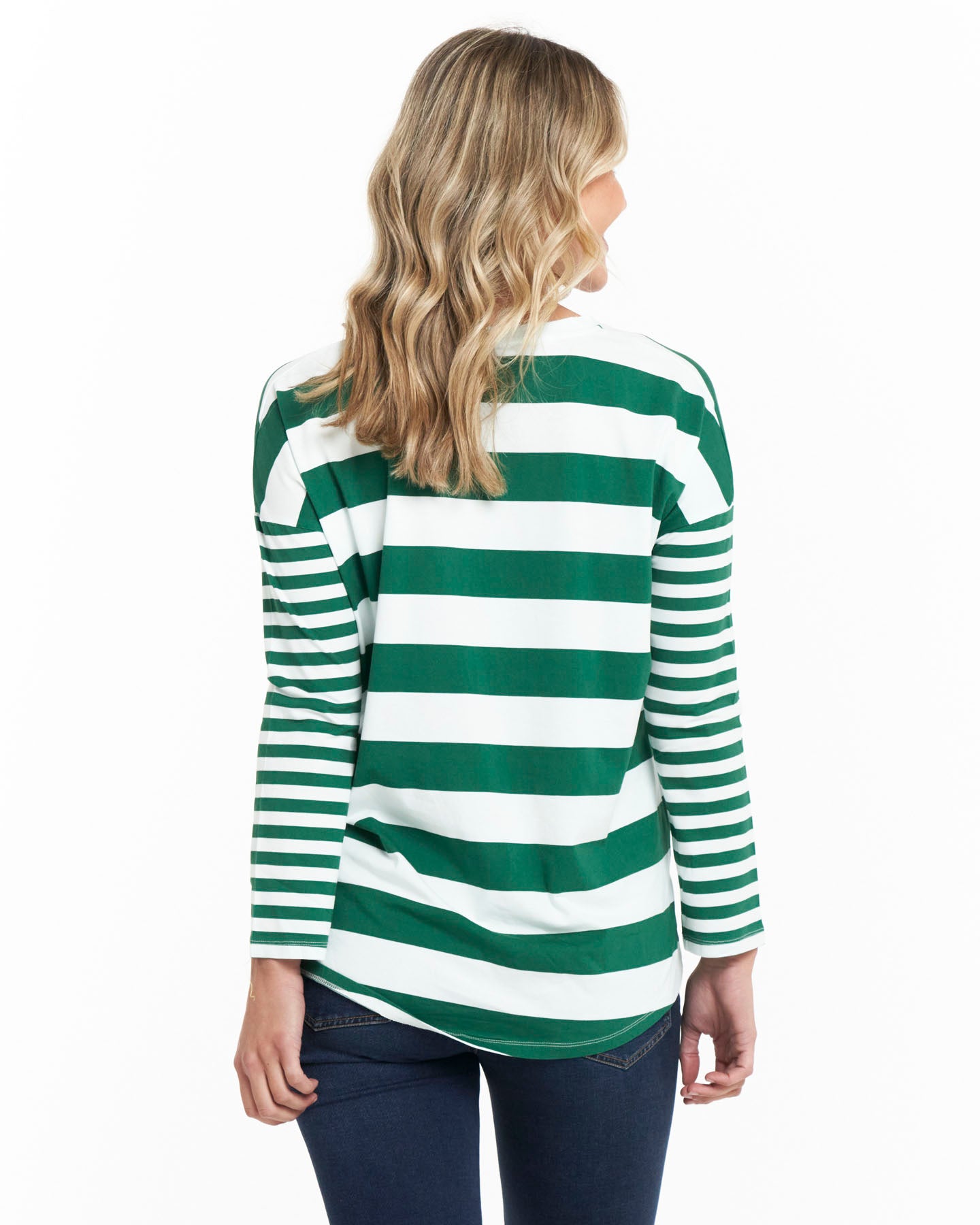 Betty Boxy Tee - Green Stripe