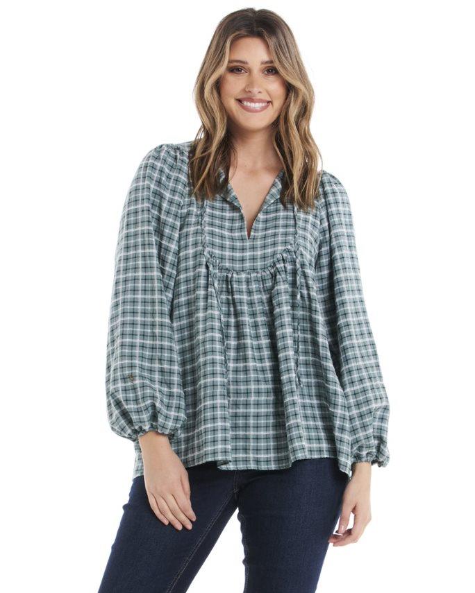 Cameron Blouse - Green Gingham