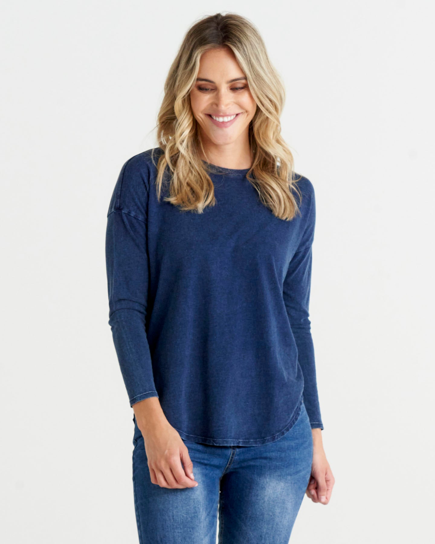 Jessie Long Sleeve Tee - Indigo Wash