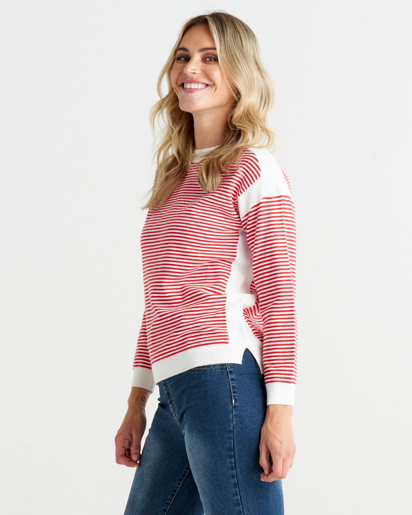 Bonjour Knit Jumper - Tomato Stripe