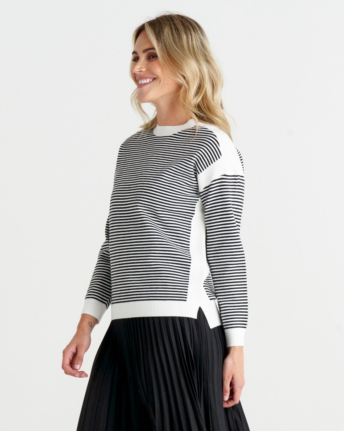 Bonjour Knit Jumper - Black Stripe