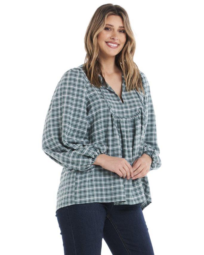 Cameron Blouse - Green Gingham