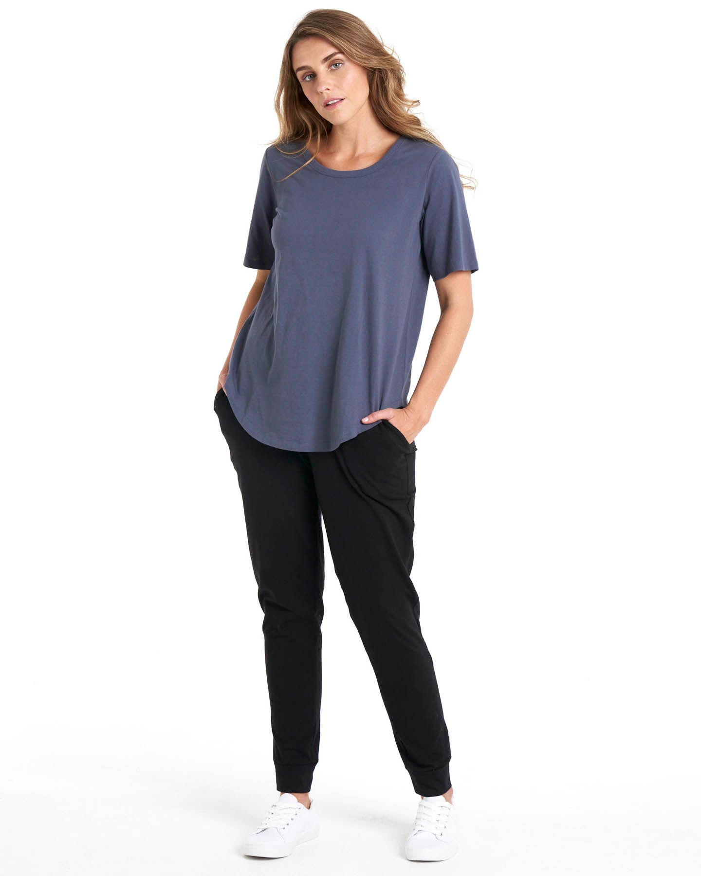 Ariana Basic Cotton Basic Tee - Indi Blue