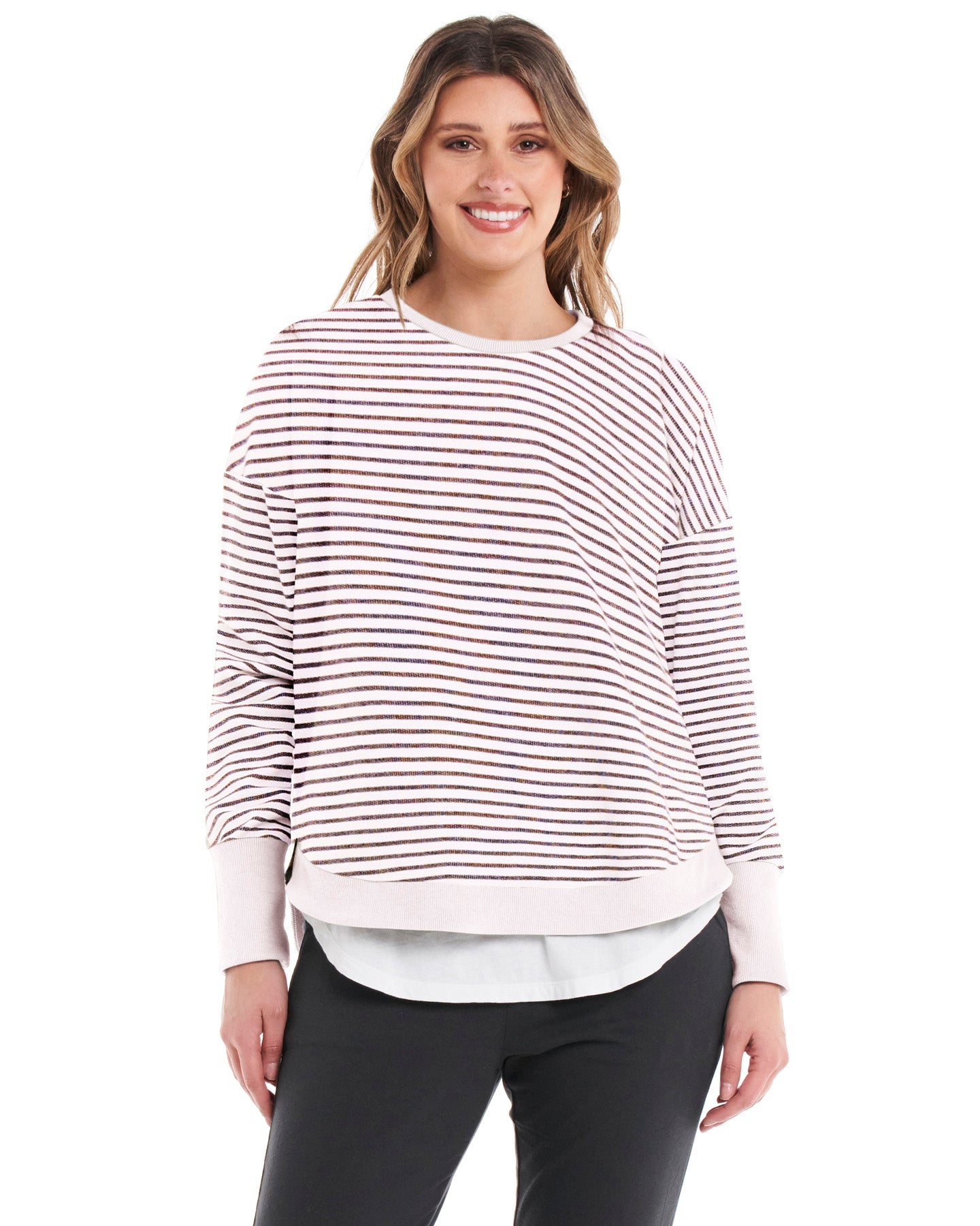 Lucy French Terry Sweat - Awning Stripe