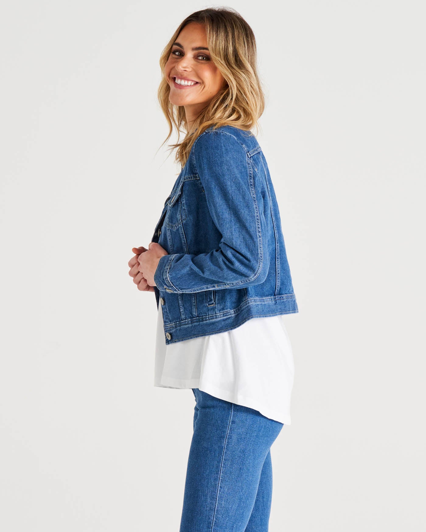 Carli Relaxed Fit Denim Jacket - Light Blue Wash