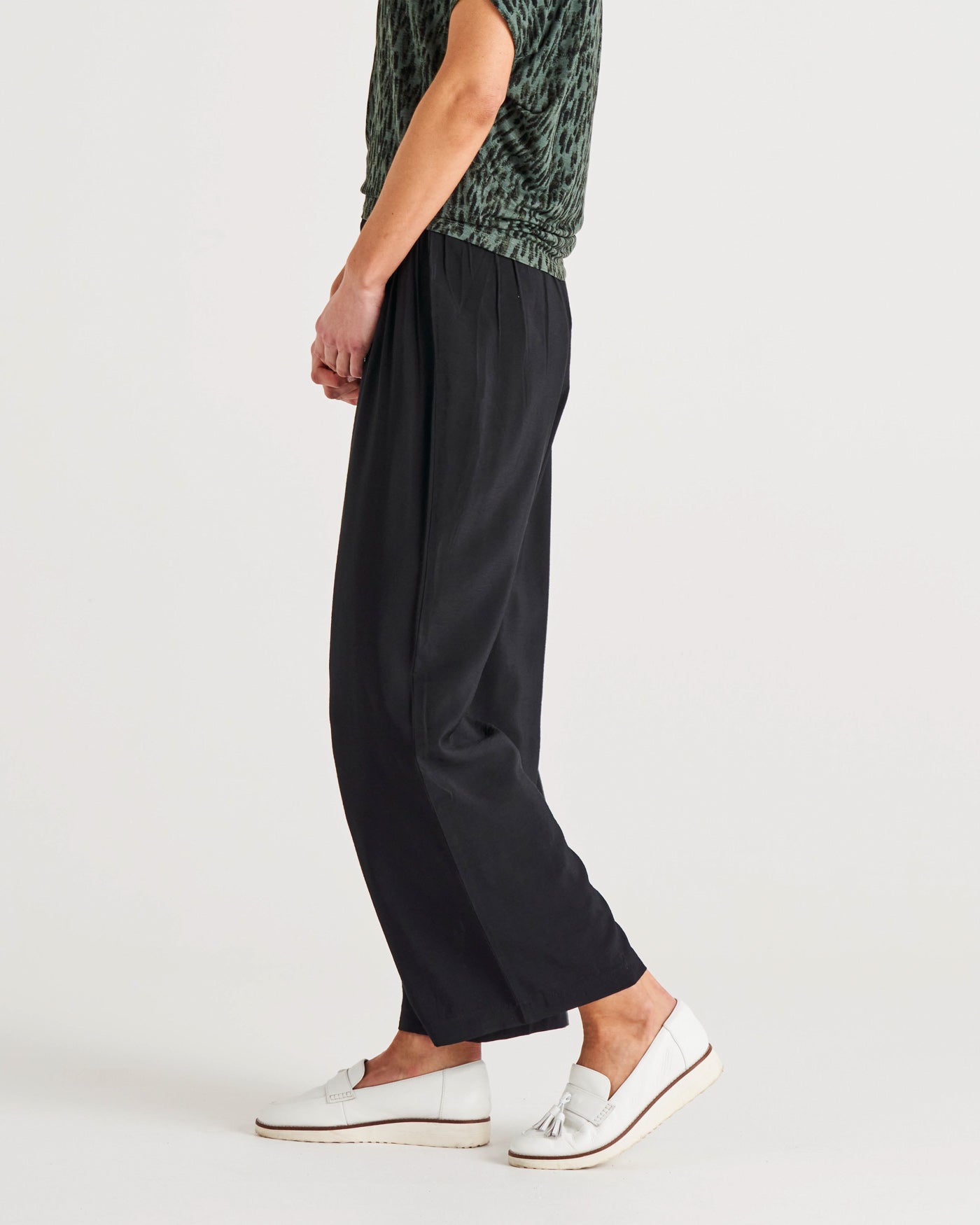 Justine High Waist Elastic Waistband Palazzo Pant - Black