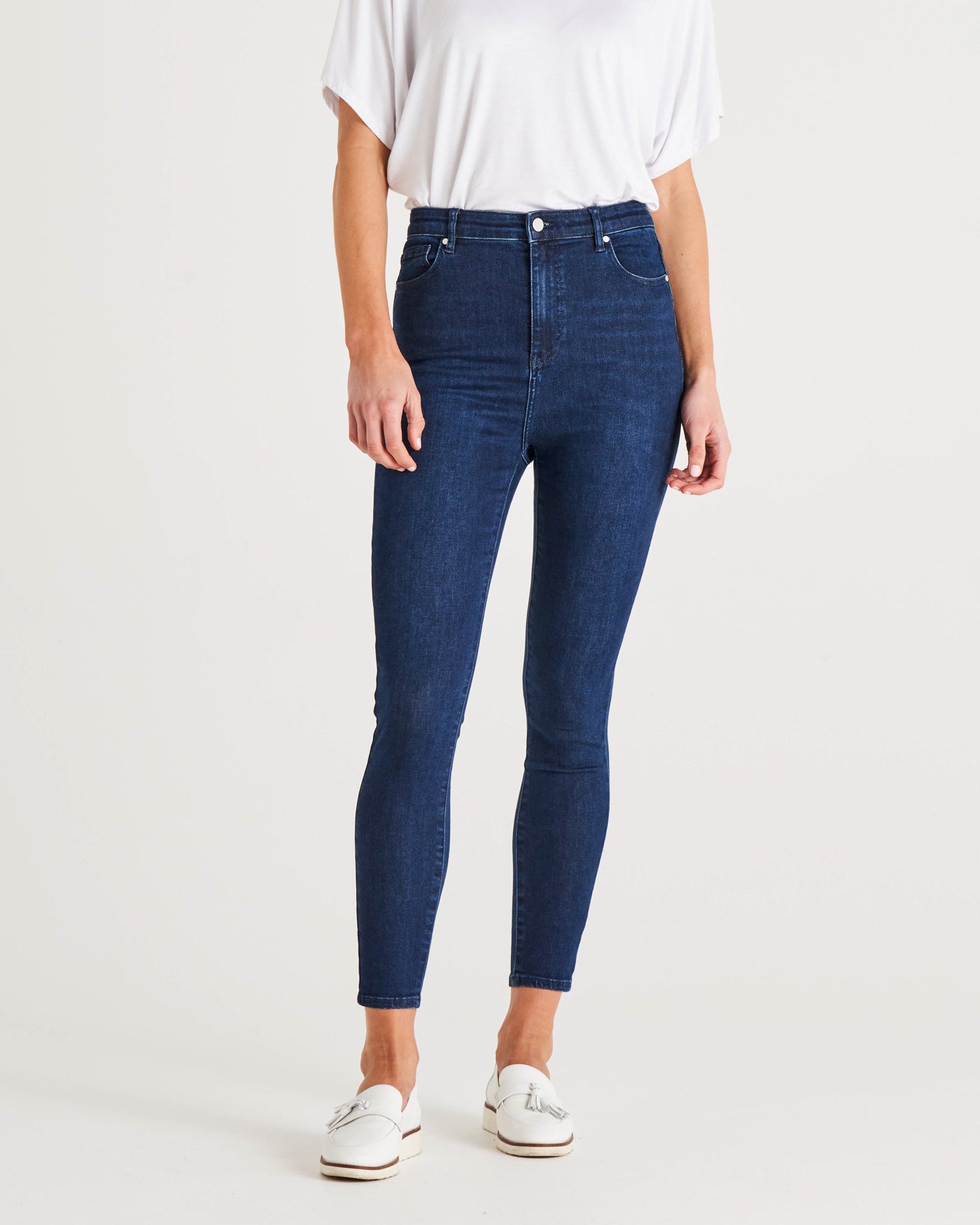 Betty Essential Mid-High Rise Skinny Stretchy Jeans - Indigo Blue