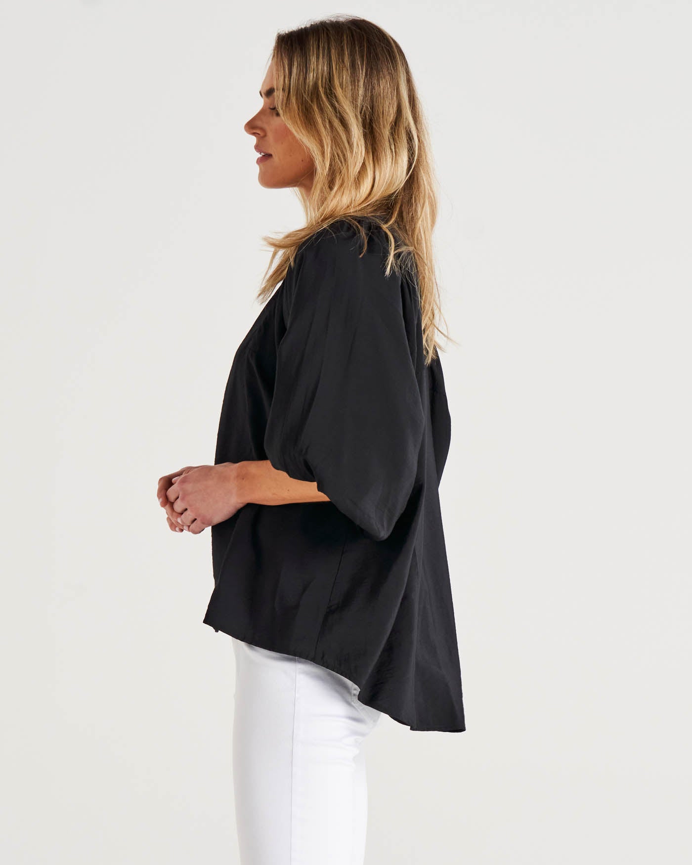 Julia Billow Sleeve Relaxed Blouse - Black