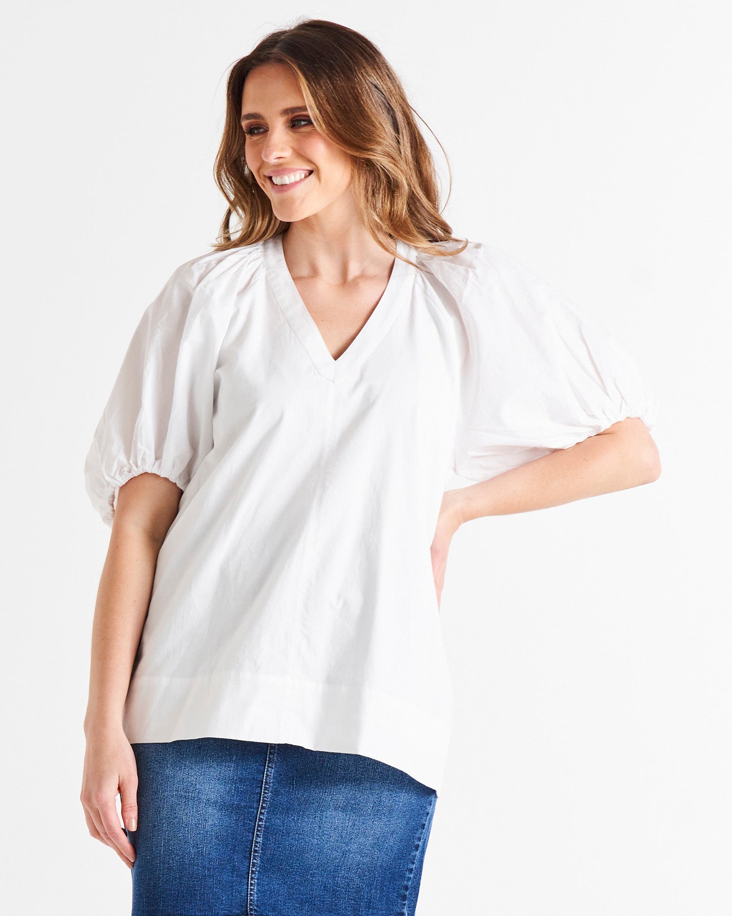 Juliet Puff Sleeve Linen-Blend Blouse - White