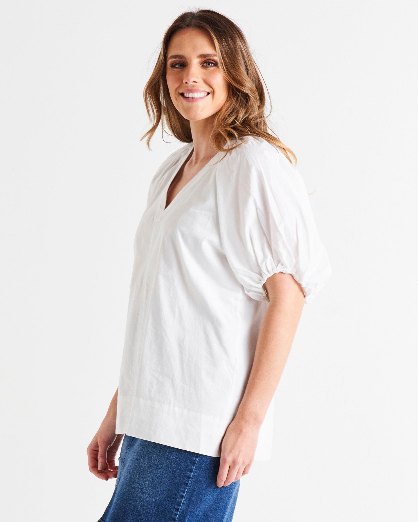 Juliet Puff Sleeve Linen-Blend Blouse - White