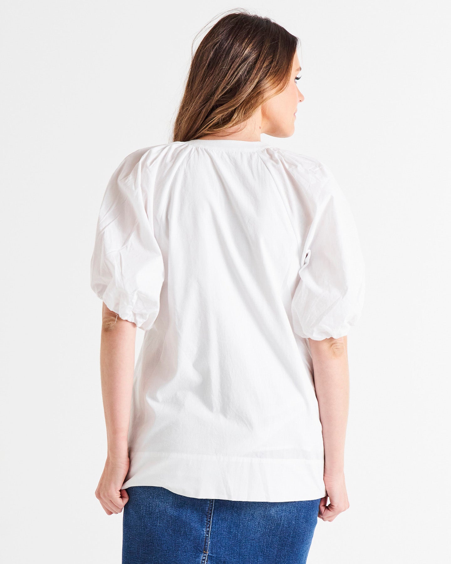 Juliet Puff Sleeve Linen-Blend Blouse - White