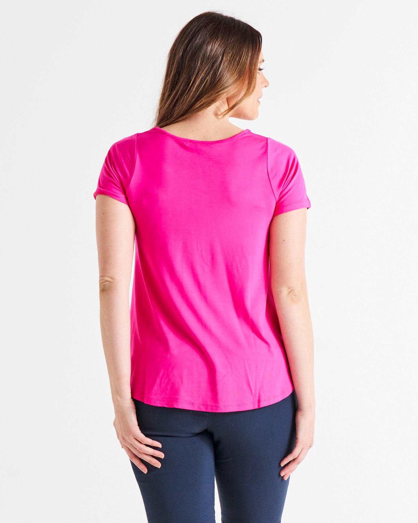 Holland Stretchy Scoop Neck Basic Tee - Raspberry