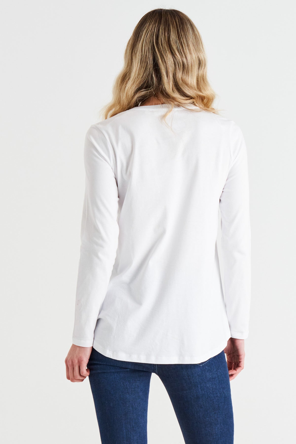 Sydney 100% Australian Cotton Relaxed Trapeze Basic Long Sleeve Tee - White