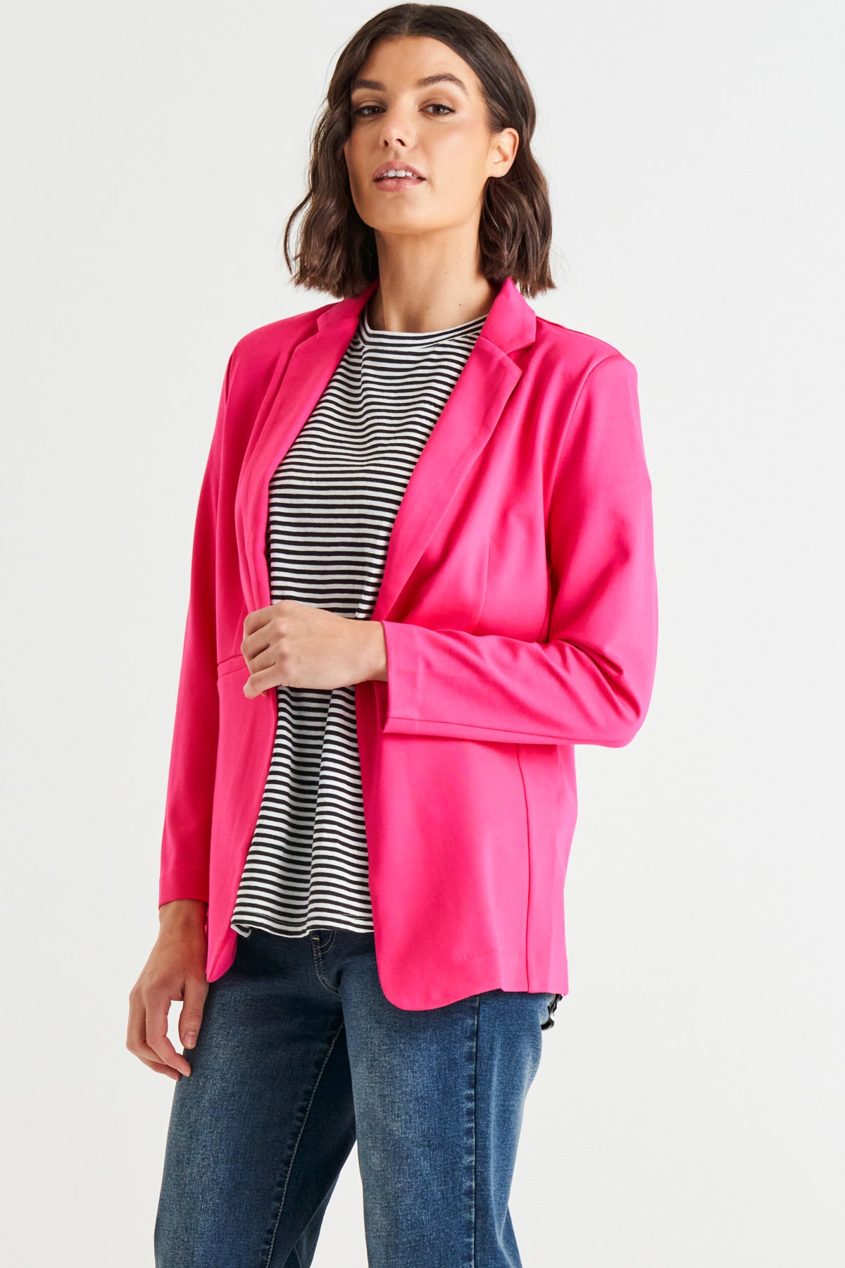 Portsea Single-Breasted Stretchy Lightweight Blazer - Bubblegum Pink