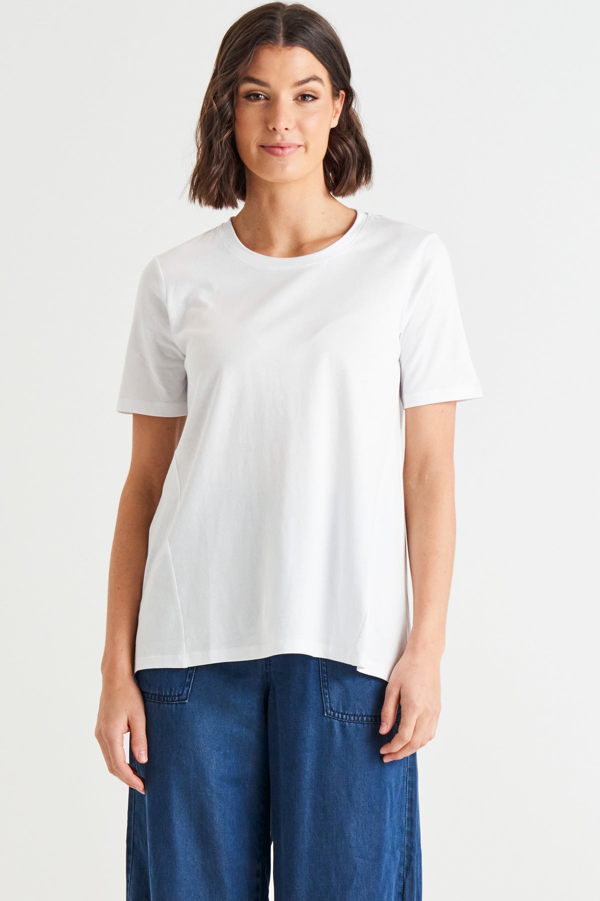 Hamilton 100% Australian Cotton Scoop Neck Trapeze Basic Tee - White