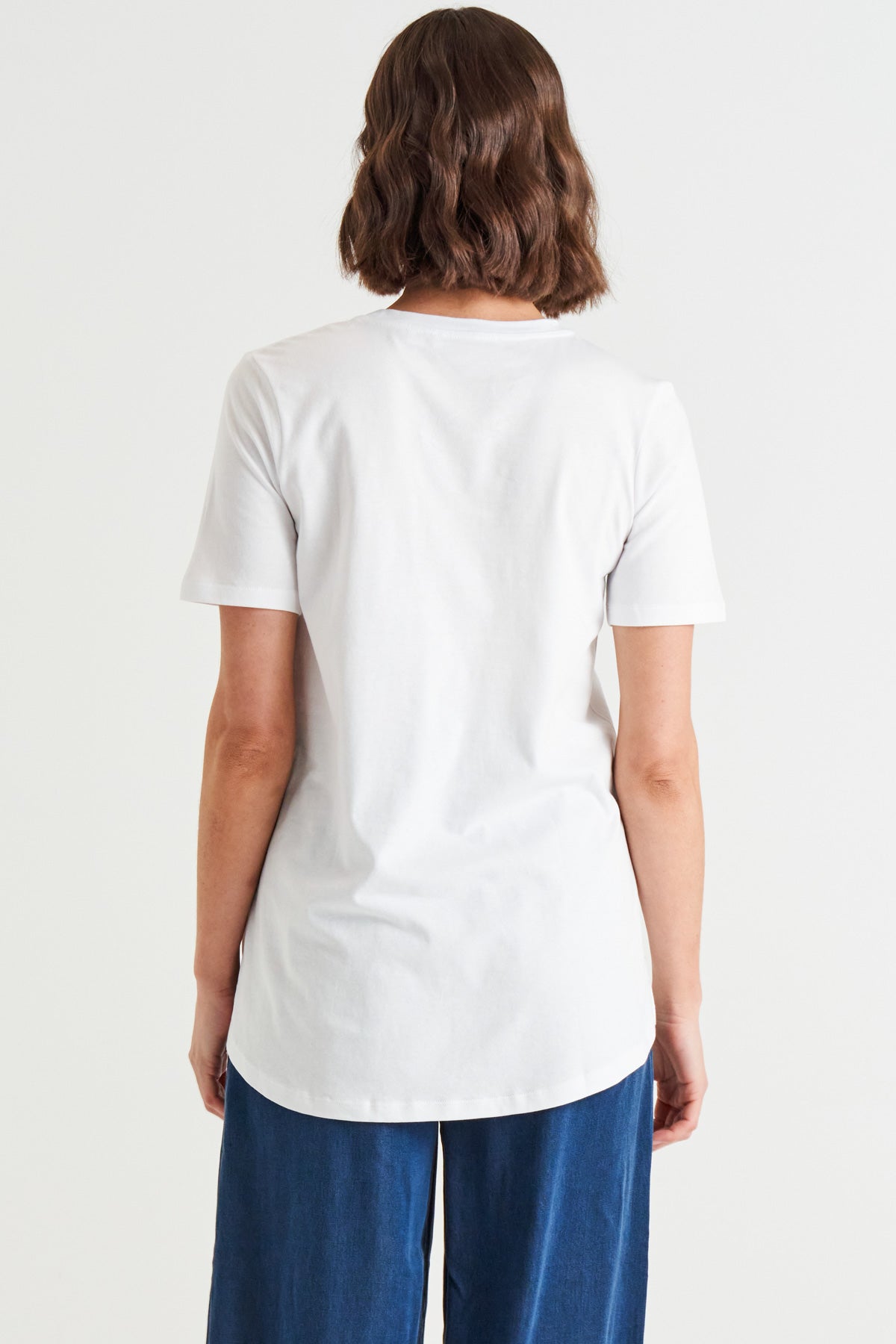 Hamilton 100% Australian Cotton Scoop Neck Trapeze Basic Tee - White