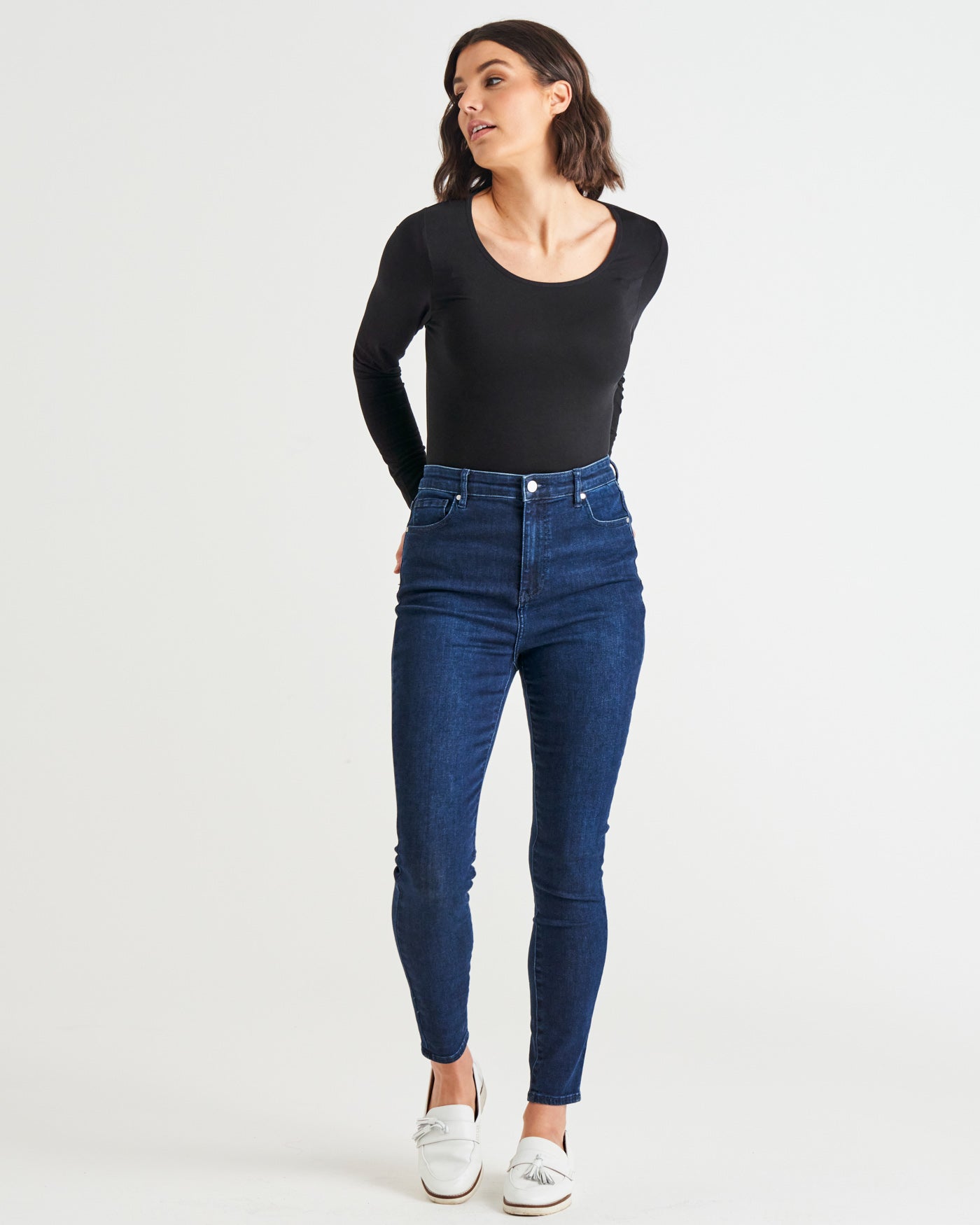 Betty Essential Mid-High Rise Skinny Stretchy Jeans - Indigo Blue