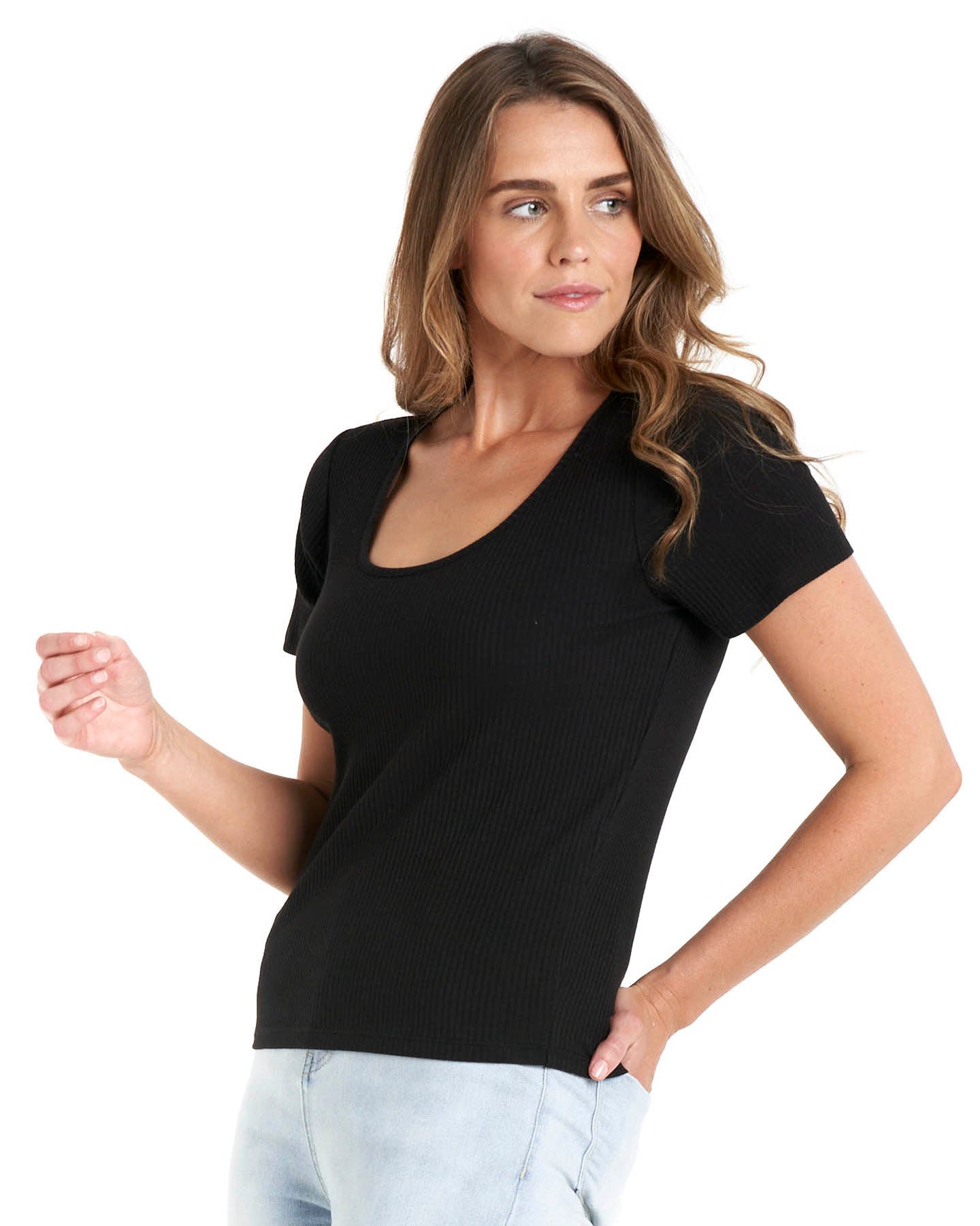 Stacey Rib Tee - Black