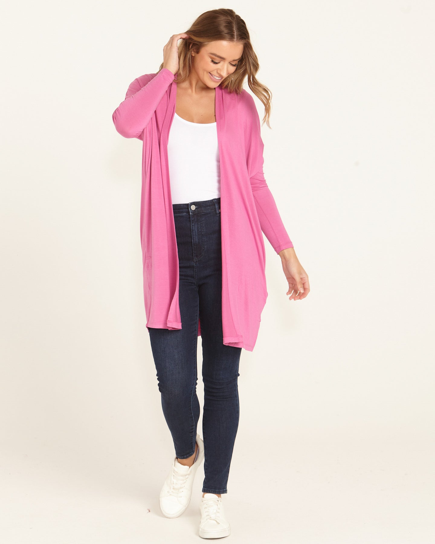 Margot Relaxed Fit Stretchy Cardigan - Winter Pink