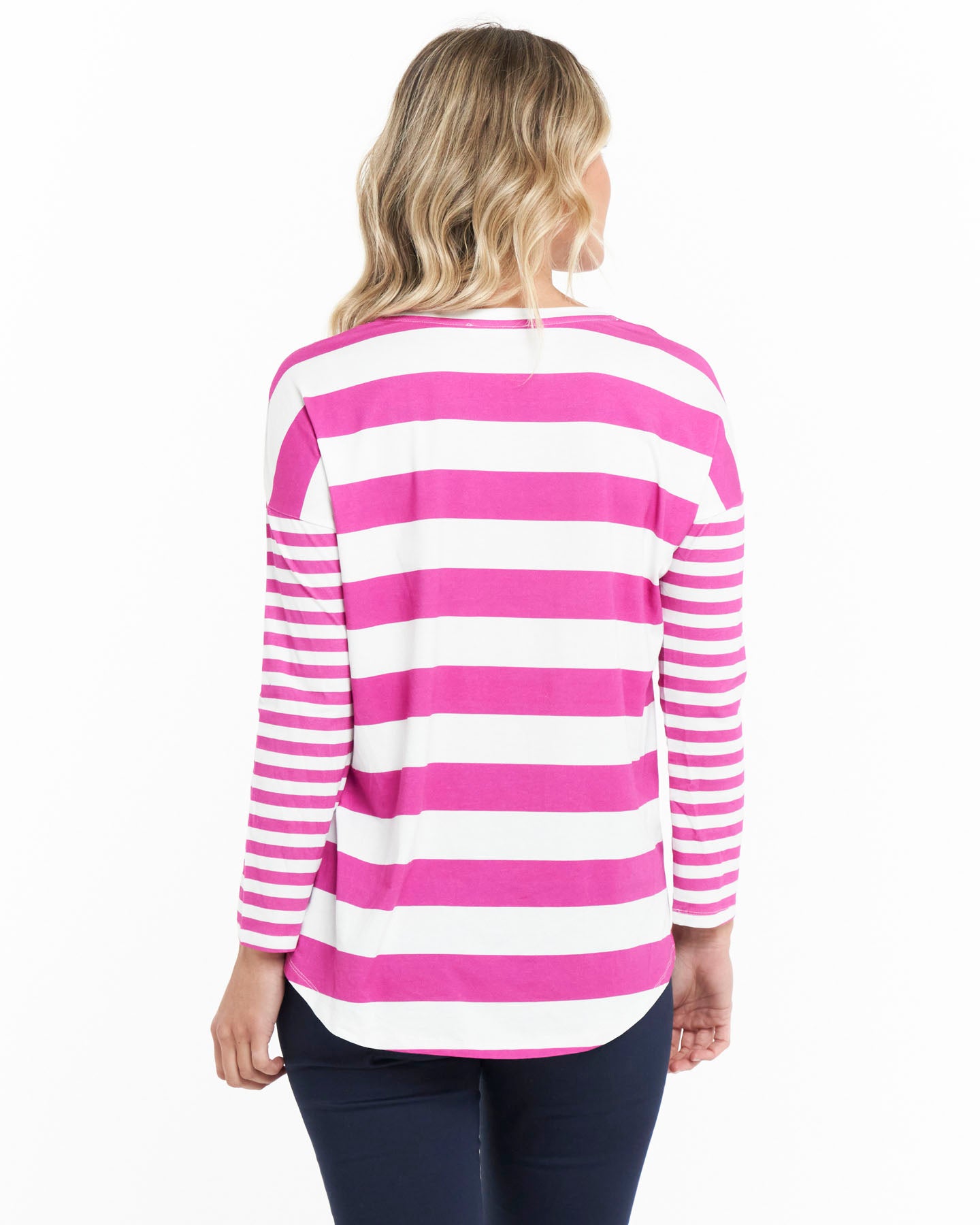 Betty Boxy Tee - Berry Stripe