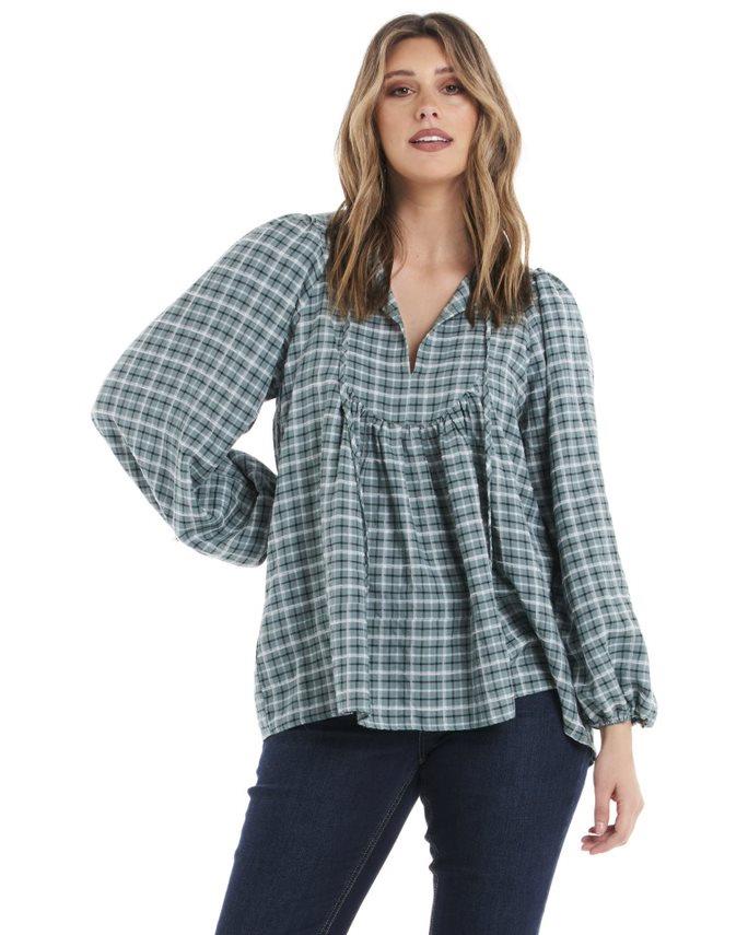 Cameron Blouse - Green Gingham