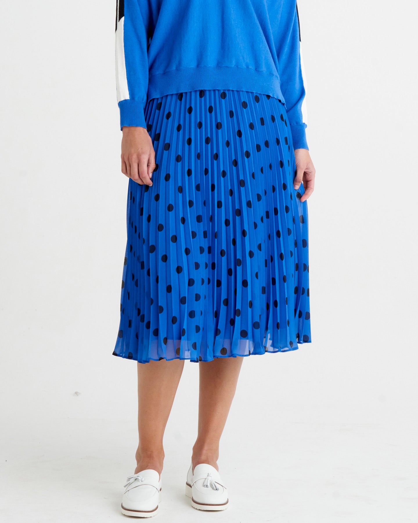 Chanel Pleated Skirt - Bluebell Spots