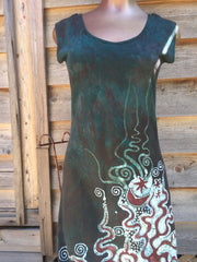 Forest Green Organic Cotton Batik Dress - Slight Imperfection - Batikwalla 
 - 1