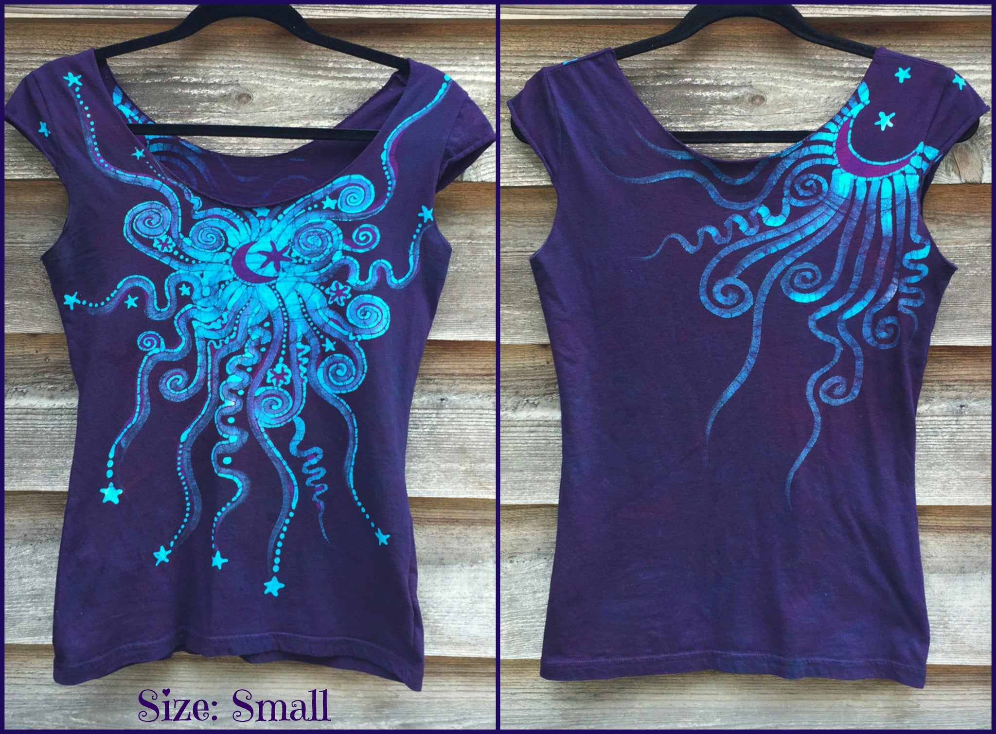 Deep Blue and Purple Moon Batik Summer Tee - Batikwalla by Victoria