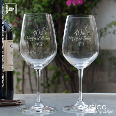 Happy Birthday © Personalised Wine Glasses - SET of 2