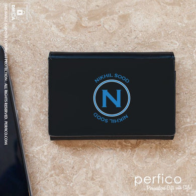 Circle Monogram © Personalized Leather Business Card Holder