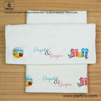 Off We Go © Personalized Hand Towel Set for Couples