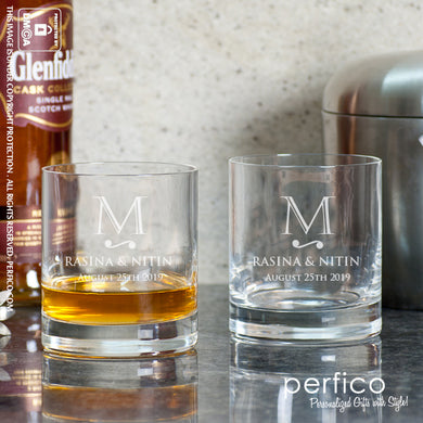 Monogram © Wedding Set of Personalized Whisky Glasses