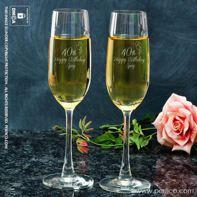 Happy Birthday © Personalized Champagne Glasses - Set of 2