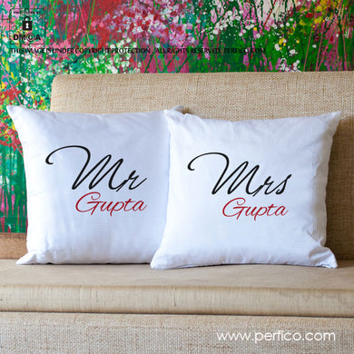 Mr and Mrs © Personalized Luxury Cushion Covers - Set of 2